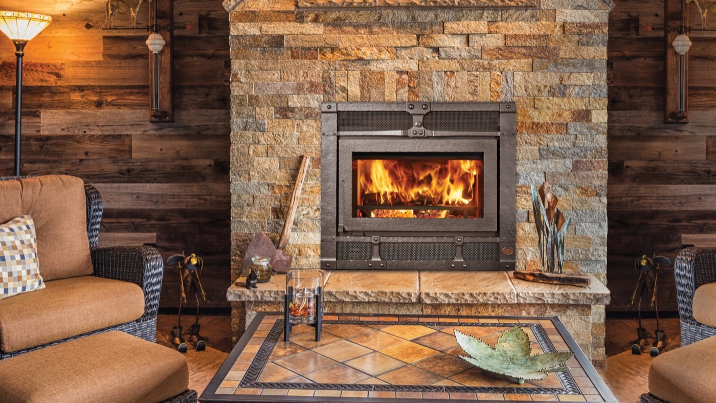 A wood-burning stove keeping a home warm.
